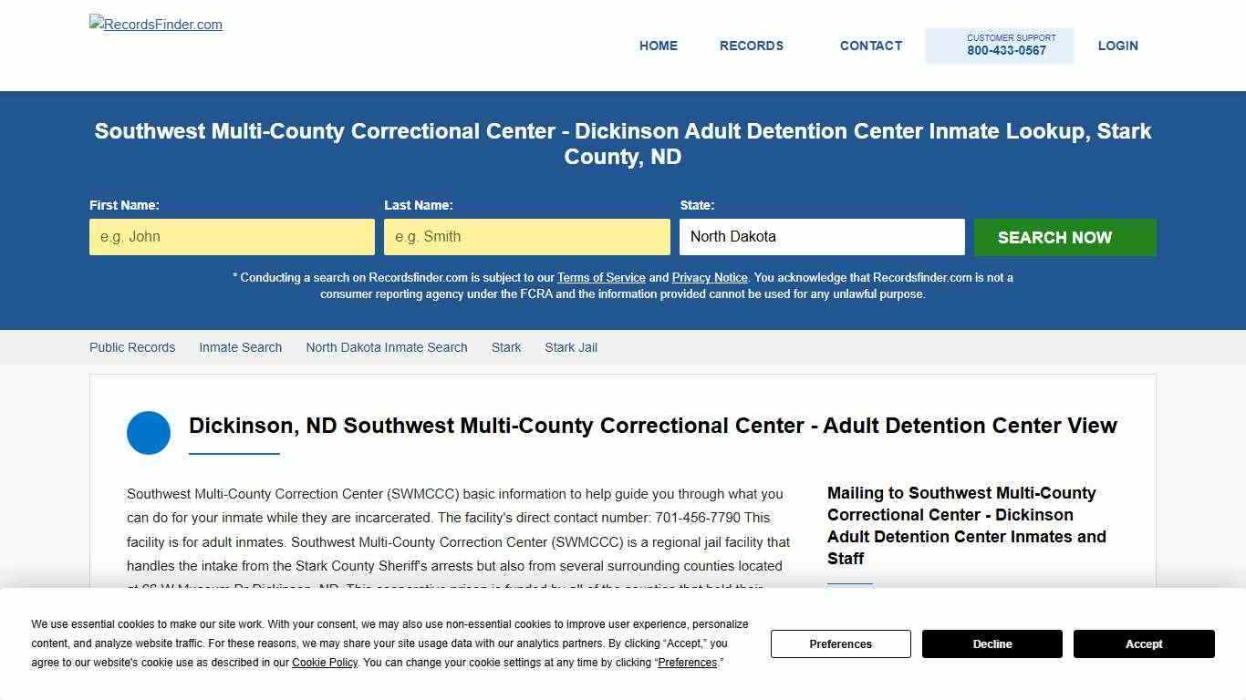 Southwest Multi-County Correctional Center - Dickinson Adult Detention Center Jail Roster & Inmate Lookup